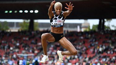 La venezolana Yulimar Rojas compite en el triple salto durante el Diamond League, el 31 de agosto de 2023.