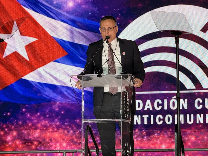 El líder opositor José Daniel Ferrer durante su intervención en el rally por Cuba