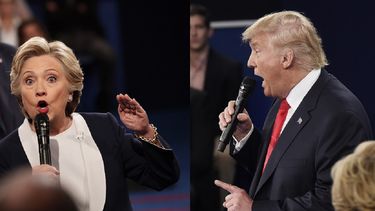 La candidata demócrata Hillary Clinton y el candidato republicano Donald Trump, durante el segundo debate presidencial