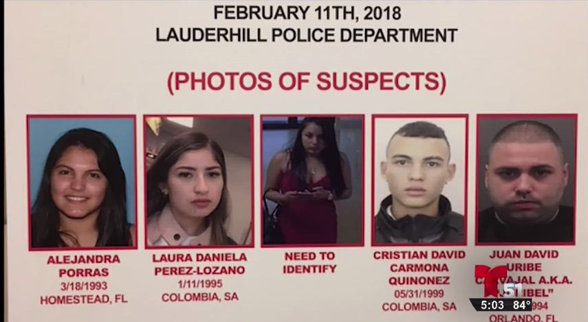 Estos son los cinco sospechosos del asesinato de un hombre en Fort Lauderdale.