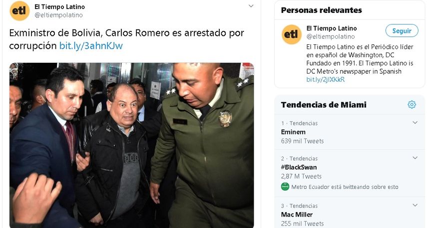 El juez consider&oacute; que hab&iacute;a peligro de fuga por lo que el exministro deber&aacute; defenderse de las acusaciones desde la c&aacute;rcel, inform&oacute; su abogado defensor Andr&eacute;s Z&uacute;&ntilde;iga, quien agreg&oacute; que apel&oacute; la decisi&oacute;n.