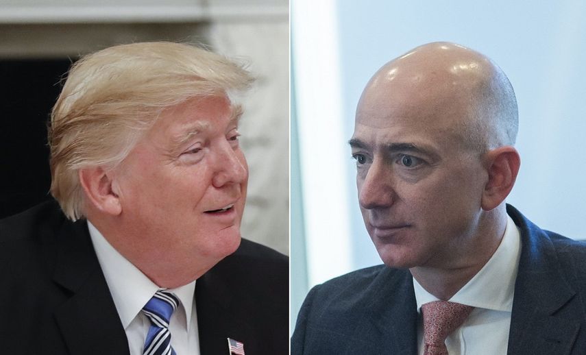 Donald Trump, presidente de EEUU, y Jeff Bezos, presidente de Amazon.