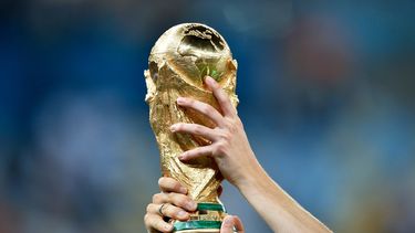 En esta fotografía del 13 de julio de 2014 unos jugadores sostienen el trofeo después de la final de la Copa del Mundo de Río de Janeiro
