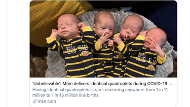 En esta captura de pantalla de la noticia publicada por MSN se ve a los cuatro peque&ntilde;os con sus ropas a juego.&nbsp;