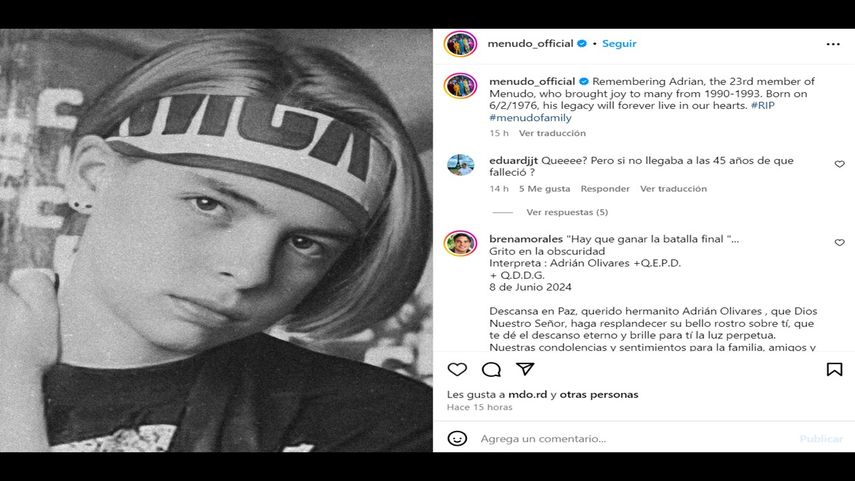 El cantante Adrián Olivares, integrante de la agrupación puertorriqueña Menudo.