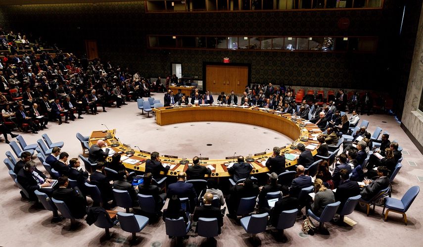 Vista general de una reunión de urgencia solicitada por EEUU sobre Venezuela en el Consejo de Seguridad de la ONU, el 26 de febrero de 2019, en Nueva York.