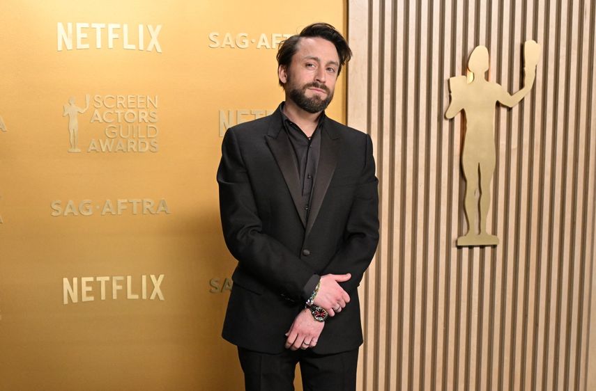 El actor estadounidense Kieran Culkin llega a la 31ª edición anual de los premios Screen Actors Guild en el Shrine Auditorium de Los Ángeles, el 23 de febrero de 2025.&nbsp;