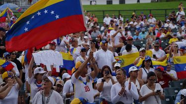 Venezolanos en Miami protestan en contra del fraude electoral, el 17 de agosto de 2024.&nbsp;