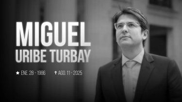 Imagen luctuosa en el sitio oficial del senador Miguel Uribe Turbay.&nbsp;