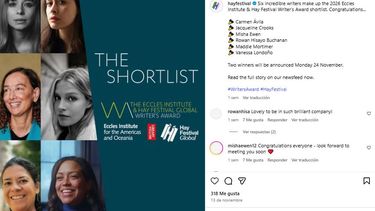 Premio de Literatura Eccles Centre y Hay Festival 2026.&nbsp;