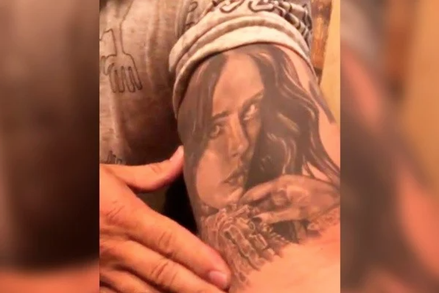 Lupillo Rivera se tatu&oacute; el rostro de la cantante Belinda en el brazo derecho