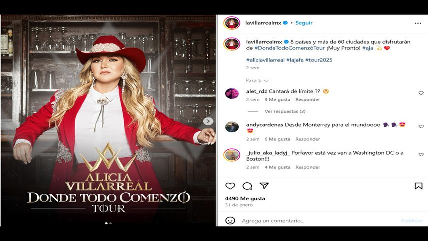La cantante mexicana Alicia Villarreal.