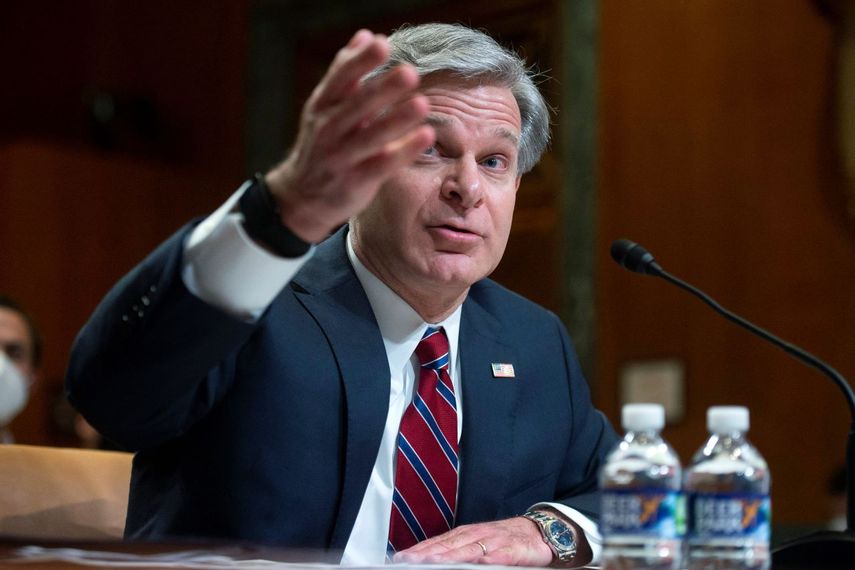 El director del FBI, Christopher Wray, testifica durante una audiencia de la subcomisión de Asignaciones Presupuestarias del Senado en Washington.