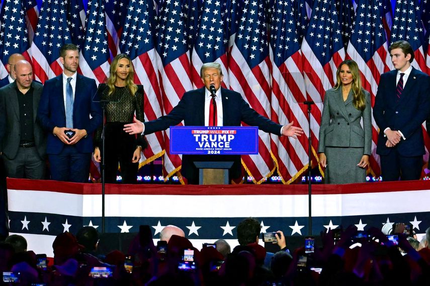 EL presidente electo de Estados Unidos Donald J. Trump habla a miles de seguidores en el Centro de Convenciones de West Palm Beach.