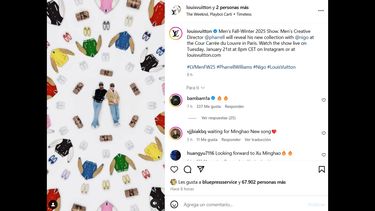 Imagen en Instagram de la marca de moda de lujo Louis Vuitton.