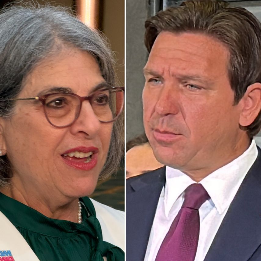 Alcaldesa de Miami-Dade&nbsp; Daniella Levine Cava y el gobernador de Florida Ron DeSantis.&nbsp;