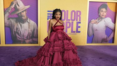 La actriz y cantante Halle Bailey posa en el estreno de la película The Color Purple en el Museo de la Academia de Cine, el miércoles 6 de diciembre de 2023, en Los Ángeles.&nbsp;