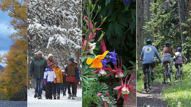 En esta combinación de fotos, Breckenridge durante las estaciones de otoño, invierno, primavera y verano.