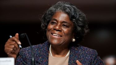 Linda Thomas-Greenfield, elegida por el presidente Joe Biden como embajadora de Estados Unidos ante las Naciones Unidas, durante su audiencia en el Senado.