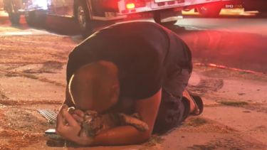 Isaac Vaizman abraza a su mascota Cheetah rescatada de un voraz incendio.&nbsp;