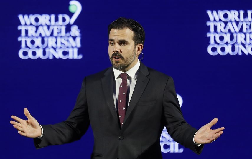 El gobernador de Puerto Rico, Ricardo Rosselló, durante la ceremonia de clausura de la XIX Cumbre del Consejo Mundial de Viajes y Turismo (World Travel and Tourism Council, WTTC), en Sevilla, España.&nbsp;