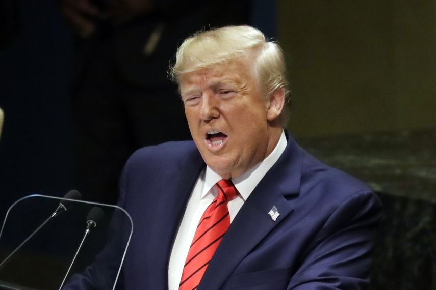 El presidente Donald Trump habla en la apertura de la 74ta sesi&oacute;n de la Asamblea General de Naciones Unidas, martes 24 de septiembre de 2019.&nbsp;