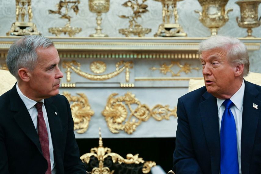 El presidente de Estados Unidos Donald J. Trump en el reciente encuentro en la Casa Blanca con el primer ministro de Canadá Mark Carney.