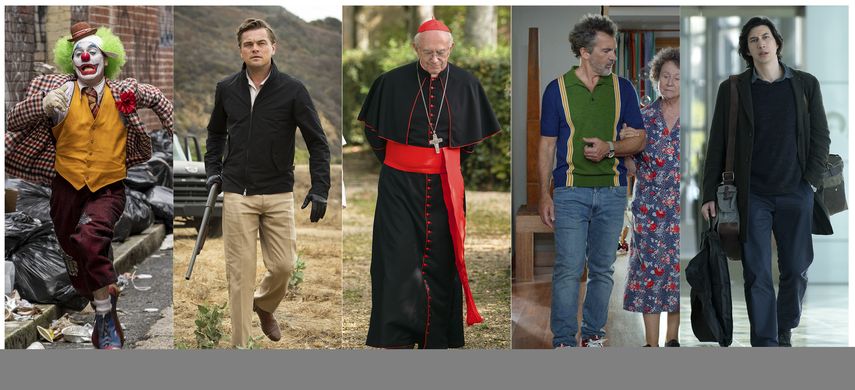 En esta combinaci&oacute;n de fotos, de izquierda a derecha, los nominados al Oscar a mejor actor Joaquin Phoenix en Joker, Leonardo DiCaprio en Once Upon a Time...in Hollywood, Jonathan Pryce en The Two Popes, Antonio Banderas en Dolor y gloria y Adam Driver en Marriage Story.