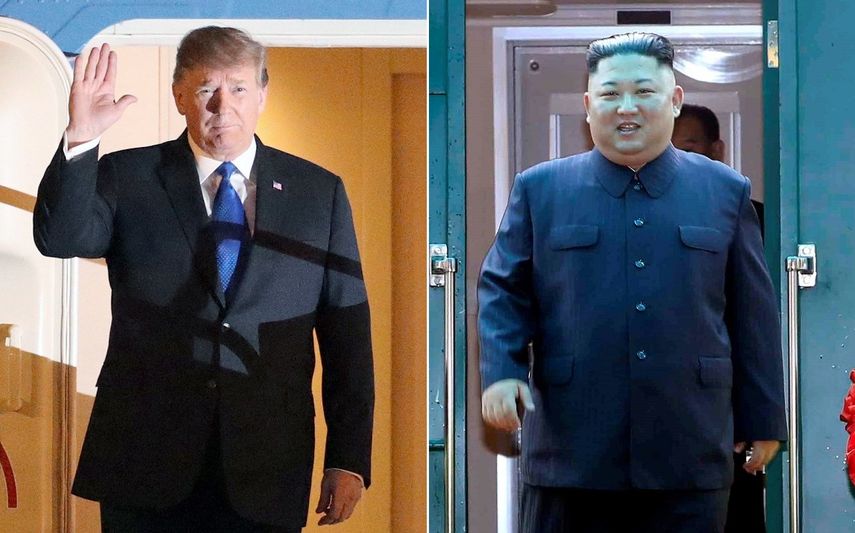 El presidente Donald Trump (izq.) y el líder norcoreano, Kim Jong-un, llegan a Hanoi para una segunda cumbre.
