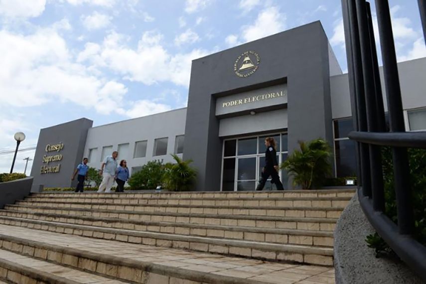 Vista parcial de la sede del cuerpo electoral nacional de Nicaragua.