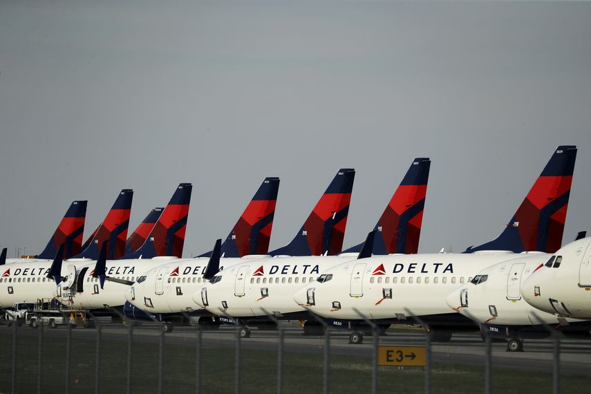 Aviones de la compañía Delta en el Aeropuerto de la ciudad de Kansas.&nbsp;