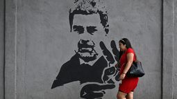 Un grafiti de Nicolás Maduro quien busca anular su acusación en Nueva York