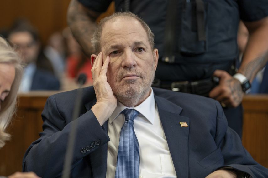 Harvey Weinstein comparece ante el tribunal penal de Manhattan para una audiencia preliminar el miércoles 1 de mayo de 2024 en Nueva York.&nbsp;