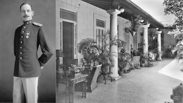 A la izquierda, José Francisco Martí Zayas-Bazán. A la derecha, el patio de la casa donde vivió junto a su esposa, en el Vedado, La Habana, Cuba.&nbsp;