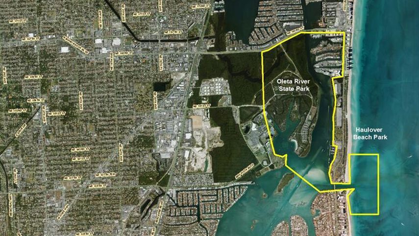 Zona afectada por la emergencia en Miami-Dade.