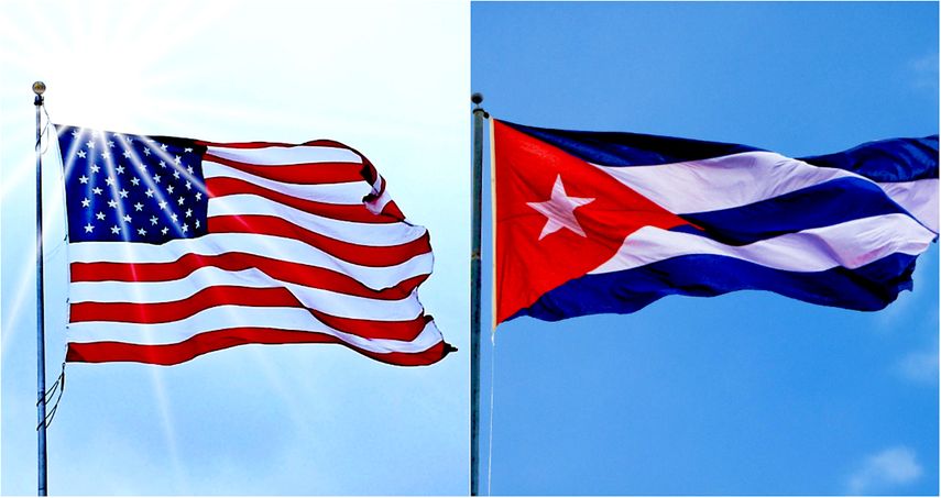 Banderas de Estados Unidos y Cuba.&nbsp;