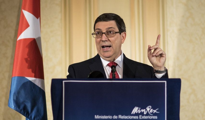 El ministro de Relaciones Exteriores de Cuba,&nbsp;Bruno&nbsp;Rodríguez, ofrece una rueda de prensa en Viena, Austria, el 19 de junio de 2017.