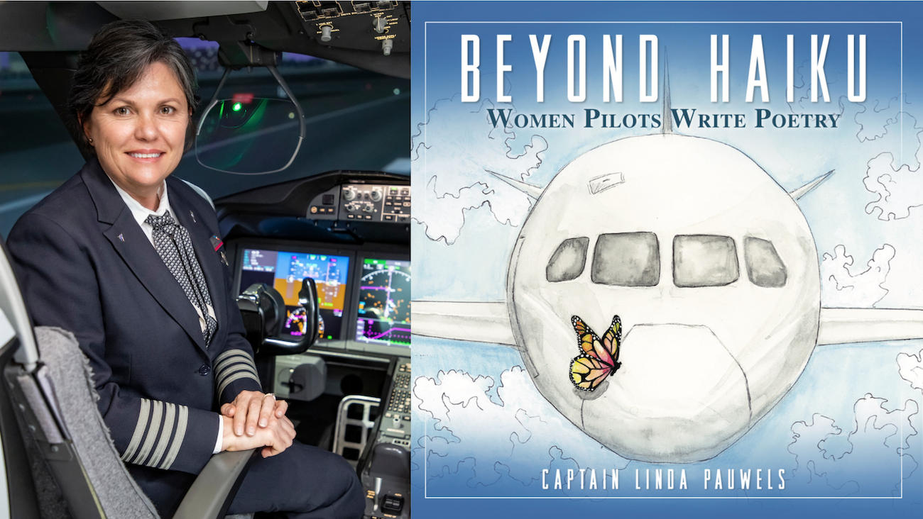 La piloto y escritora Linda Pauwels presenta su nuevo libro “Beyond Haiku: Women Pilots Write Poetry”, en octubre de 2021. La piloto y escritora Linda Pauwels presenta su nuevo libro “Beyond Haiku: Women Pilots Write Poetry”, en octubre de 2021.