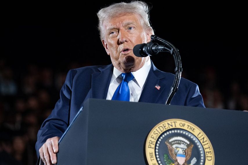 El presidente de Estados Unidos Donald j. Trump en su discurso en la Universidad de Alabama.