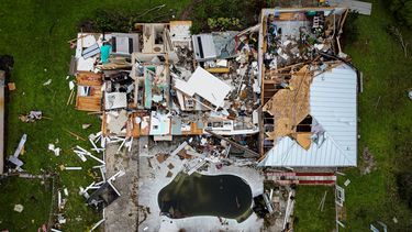 La imagen aérea muestra una casa destruida tras el huracán Milton en Port St Lucie, Florida. La imagen aérea muestra una casa destruida tras el huracán Milton en Port St Lucie, Florida.