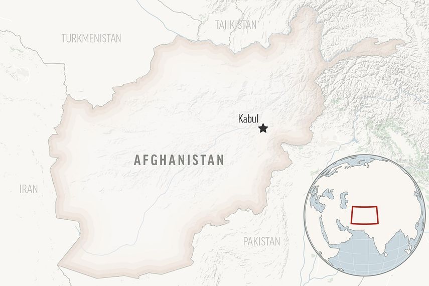 Mapa de Afganistán con Kabul, la capital.