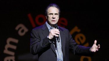 El candidato a la alcaldía de Nueva York, Andrew Cuomo, pronuncia un discurso en la Primera Iglesia Bautista Corintia del barrio de Harlem, Nueva York, el 13 de abril de 2025.&nbsp; &nbsp;