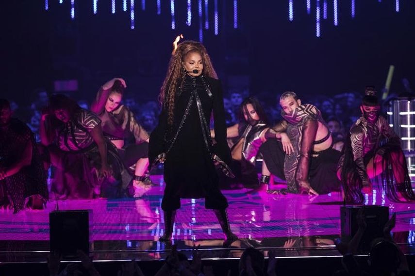 Janet Jackson canta en la ceremonia de los Premios MTV Europeos, el 4 de noviembre de 2018 en Bilbao, España. Jackson actuará el fin de semana en el Festival de Cultura Essence en Nueva Orleans, que regresa de manera presencial luego de dos años.&nbsp;