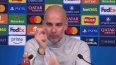 Momento en el que Pep Guardiola confirma que él mismo se cortó la nariz y aseguró que quería causarse daño por el empate del Manchester City ante el Feyenoord en Champions League