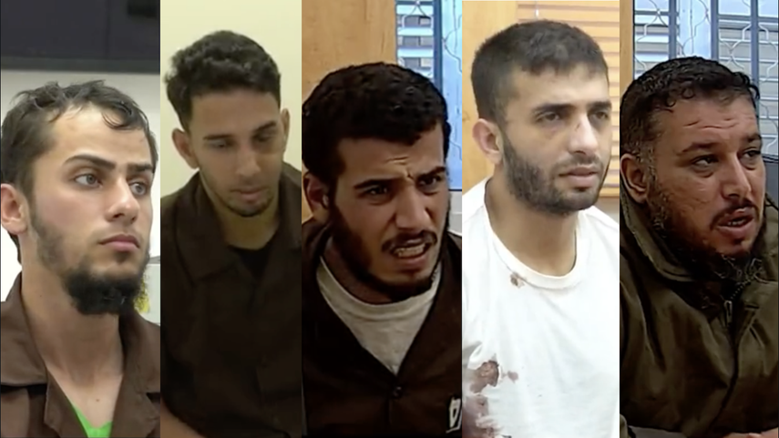 Collage de imágenes de los videos divulgados por las fuerzas de seguridad israelíes con las confesiones de terroristas de Hamás sobre el ataque a Israel el pasado 7 de octubre.&nbsp;