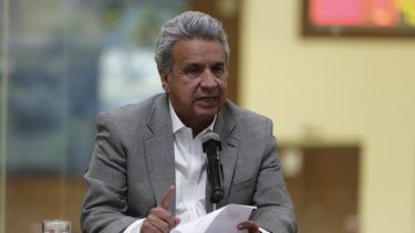 El presidente de&nbsp;Ecuador, Lenín Moreno, ofrece una rueda de prensa.