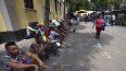 Migrantes haitianos acampan en la plaza Giordano Bruno en la Ciudad de México, el jueves 18 de mayo de 2023.&nbsp;