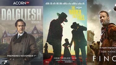 En esta combinación de fotos, el arte promocional de la miniserie Dalgliesh, que se estrena el 1 de noviembre en Acorn TV; la película The Harder They Fall, que llega el 3 de noviembre a Netflix, y la película Finch, que debuta el 5 de noviembre en Apple TV+.&nbsp;