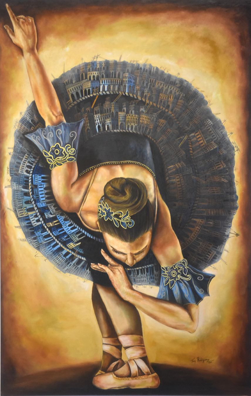 Fotografía de la obra Ballerina, un acrílico sobre lienzo creado por el artista cubano Tony Rodríguez.&nbsp;