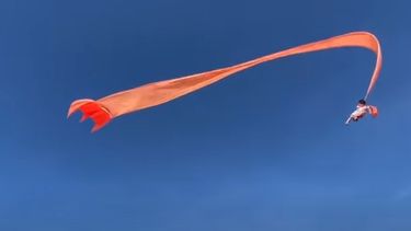 La niña de 3 años voló por los cielos aferrada a la cola de una enorme cometa. 